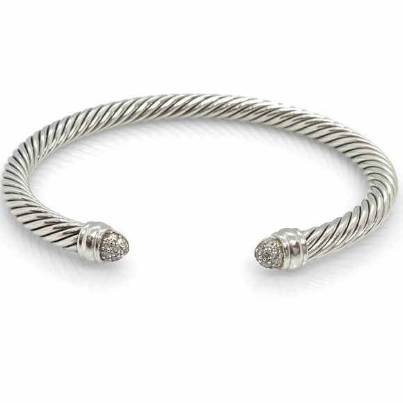 David Yurman Jewelry - David Yurman 5mm Cable Bracelet with Pavé Diamond Domes-Medium